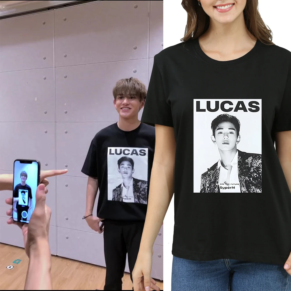 

SuperM Super M Kpop Print T-Shirt Lovers Short Sleeve Solid Color Easy Rendering T Funds Korean Style New Top Tees Female Sale