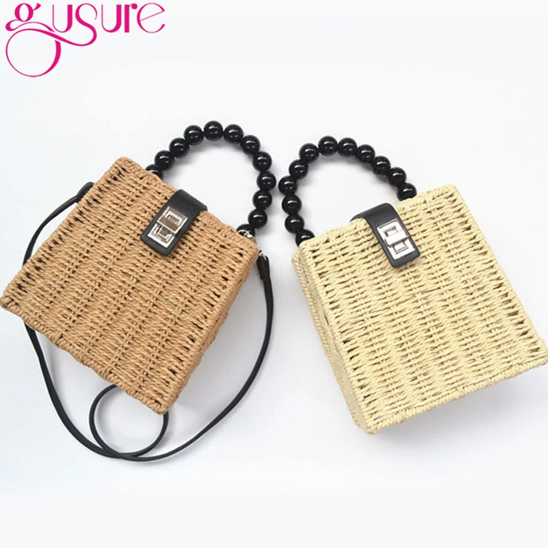 Соломенная Сумка Gusure для женщин сумка через плечо из бумажной веревки с ручками