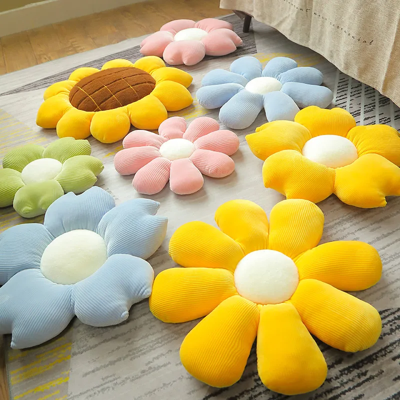 

New 1pc 40cm/50cm/68cm Huggable Lovely Plush Plant Pillow Lifelike Sunflower sakura Seat Cushion Yellow Pink Daisy Chair Flower