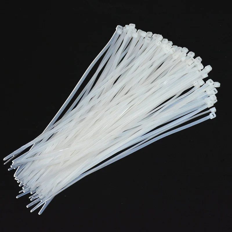 Самоблокирующиеся пластиковые нейлоновые кабельные стяжки 100 шт. белый 5x300