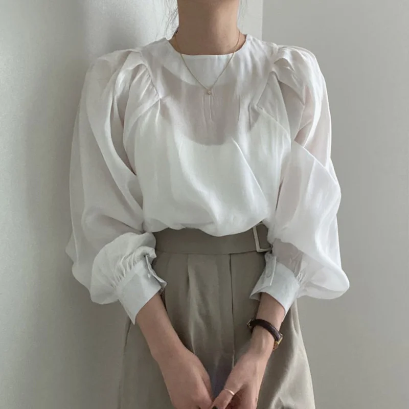 Корейский шикарный осенний простой плиссированный дизайн с круглым вырезом