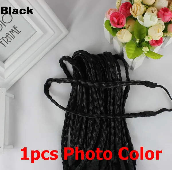 1pcs Black Isnice, модная, женская, для девушек, синтетические волосы, плетеная, плетеная, эластичная повязка на голову, повязка на голову, плетеная лента, аксессуары для волос, богемный стиль - Цвет: 1pcs Black