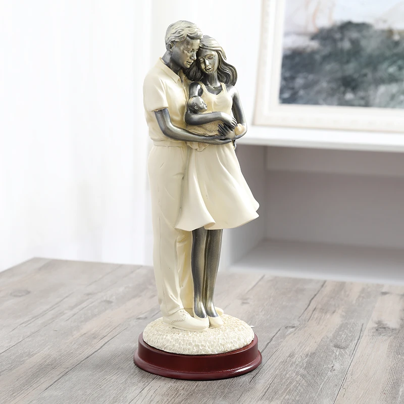 style 4 Ретро Ностальгический happy family украшения семья из трех человек для свадьбы, годовщины, дня рождения подарок жене статуя Семья украшения из смолы - Цвет: style 4
