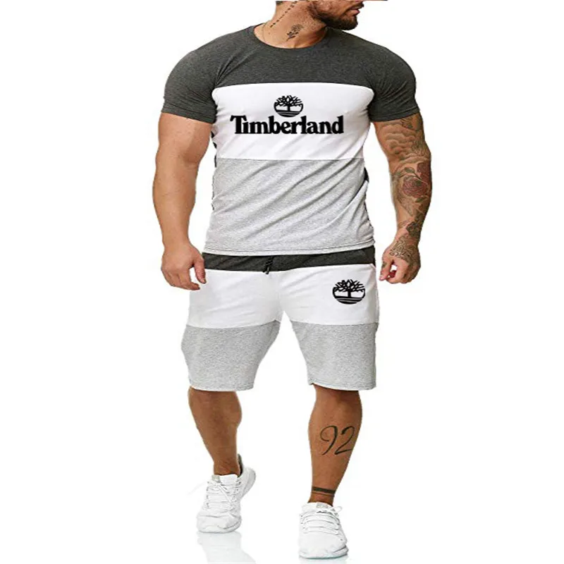 

2021 new sports suit men's running gym two-piece sports thin casual short-sleeved summer man