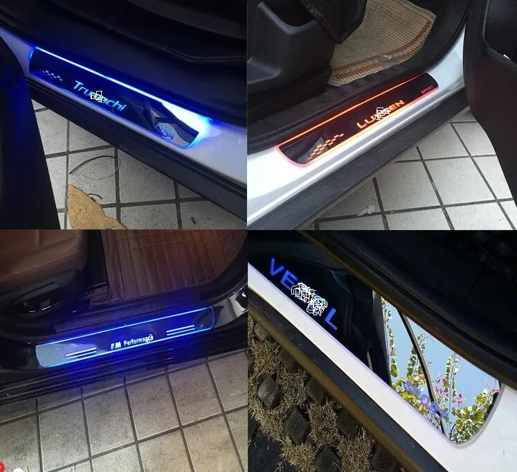 

Led Moving Door Scuff Nerf Bars & Running Boards Door Sill Plate Overlays Linings for Nissan X-trail 2014, Moving Light