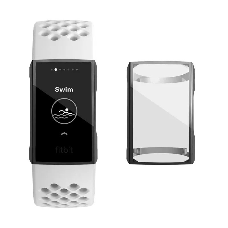 

1pc New Soft TPU Case Silicone Protective Clear Case Cover Shell for Fitbit Charge 3 Band Smart Watch Screen Protector
