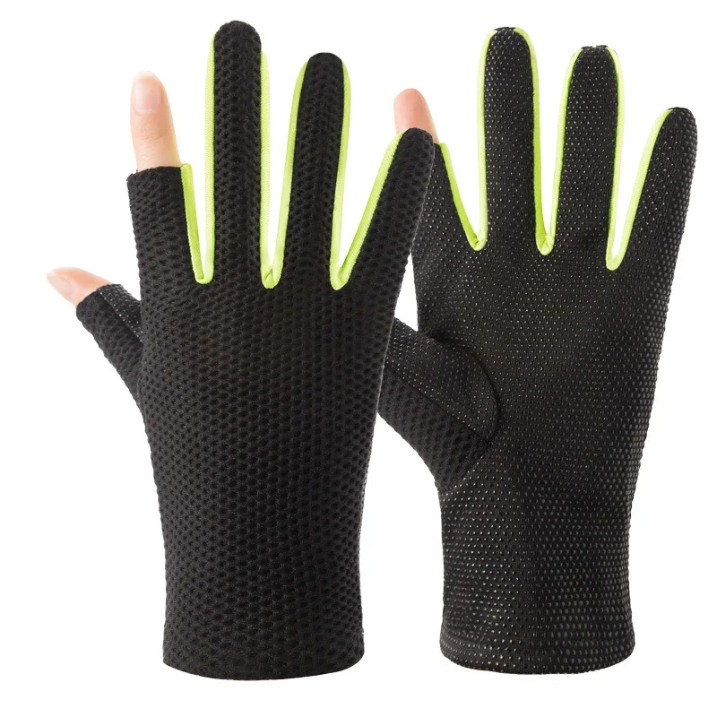 1 пара Нескользящие рыболовные перчатки для сенсорного экрана 2 Cut Пальцы Гибкая
