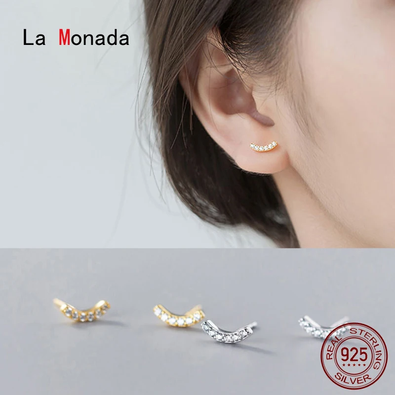 

La Monada Stud Earrings For Women Silver 925 Minimalist Smile Gold Fine Women Earrings Jewelry Stud Earrings 925 Sterling Silver