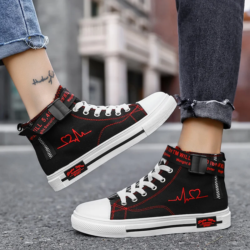 Fashion Mens Vulcanized Sneakers Shoes for Women Lace-up Casual Breathable Hip Hop Canvas Men Dropshipping AODLEE | Обувь