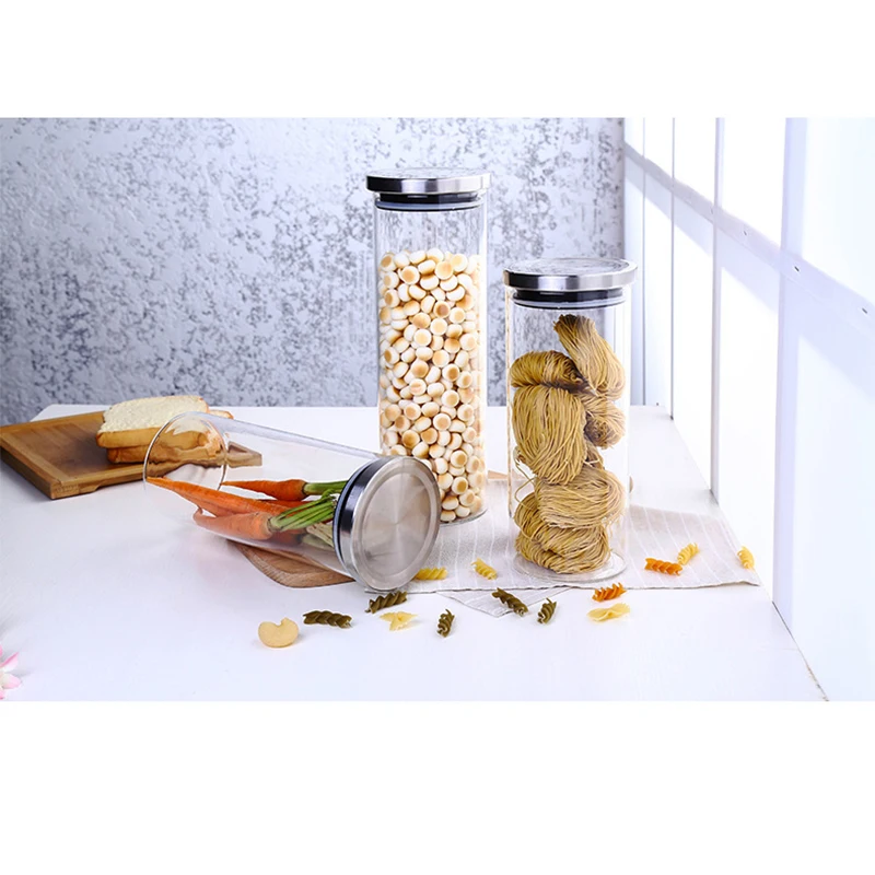 Контейнер для злаков стеклянные банки с крышкой из нержавеющей стали специй