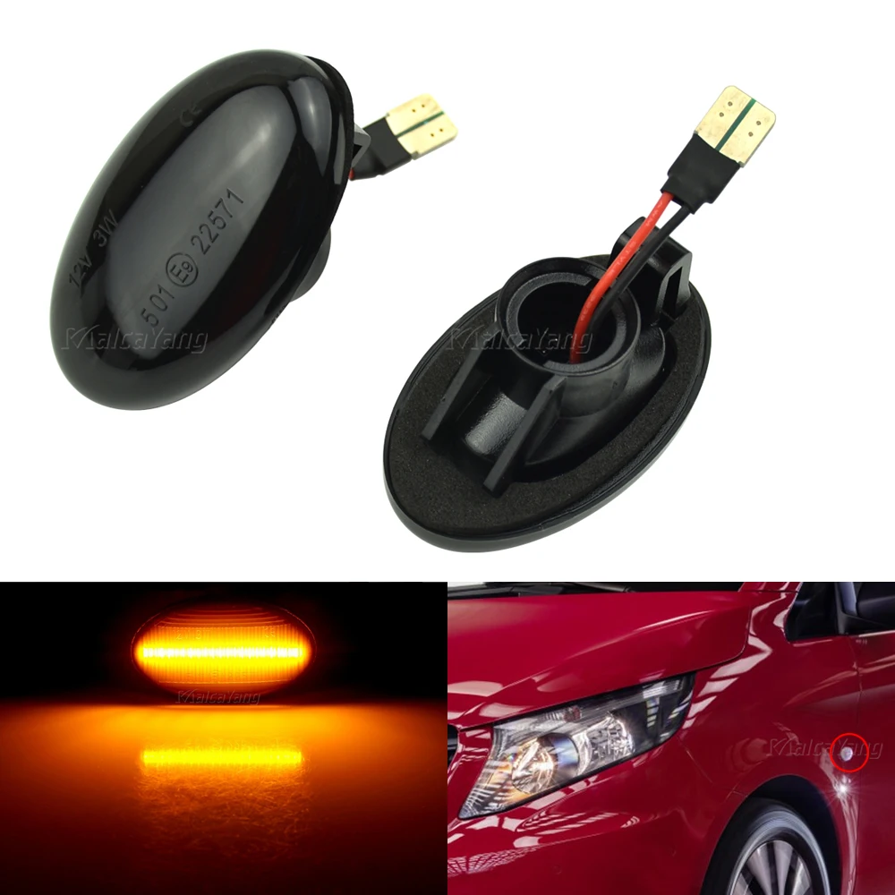 

2x Dynamic LED Turn Signal Lights Side Marker Car Accessories for Mercedes-Benz Smart 450 & Benz W639 W168 W447