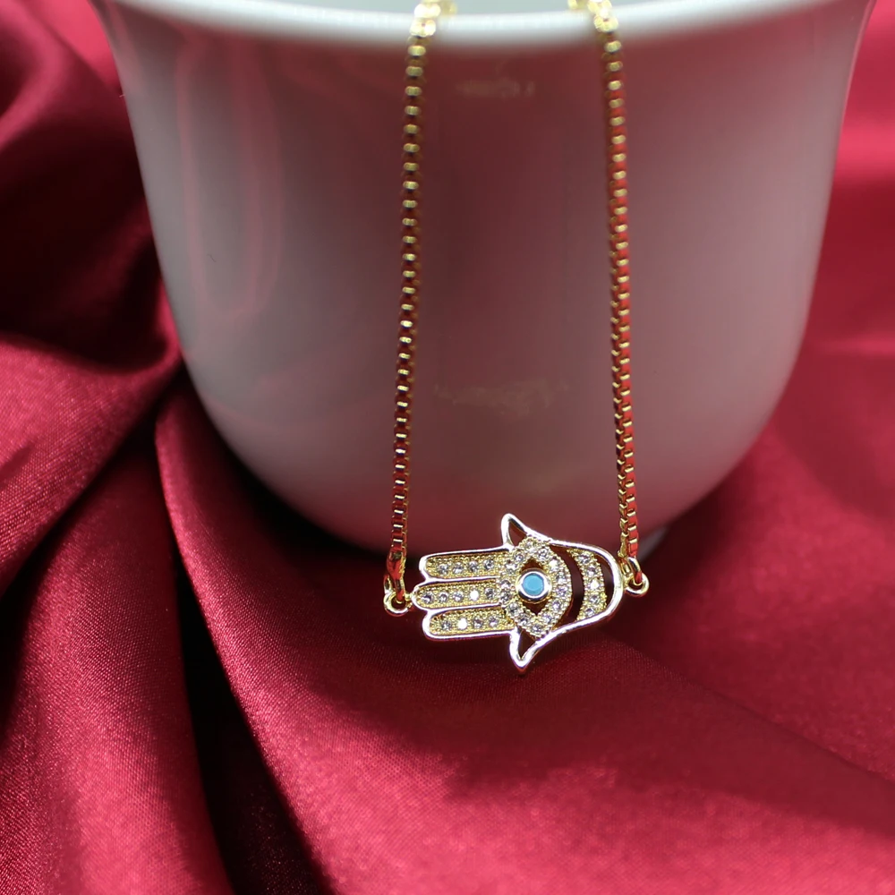 С украшением в виде кристаллов Хамса регулируемый браслет из Турции рука Фатимы