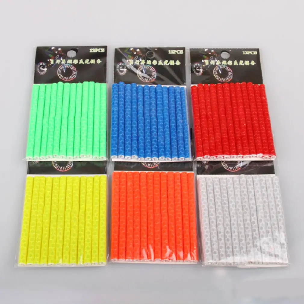

12Pcs Bicycle Lights Wheel Rim Spoke Clip Tube Safety Warning Light Cycling Bike Strip Reflective Reflector Bicycle Accessories
