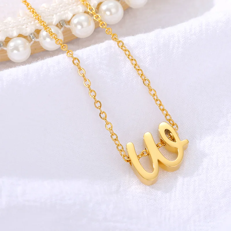 Small Letter a-z Necklaces &amp Pendants Stainless Steel Gold Color Perforated Alphabet Initial Necklace Women Fashion Jewelry | Украшения