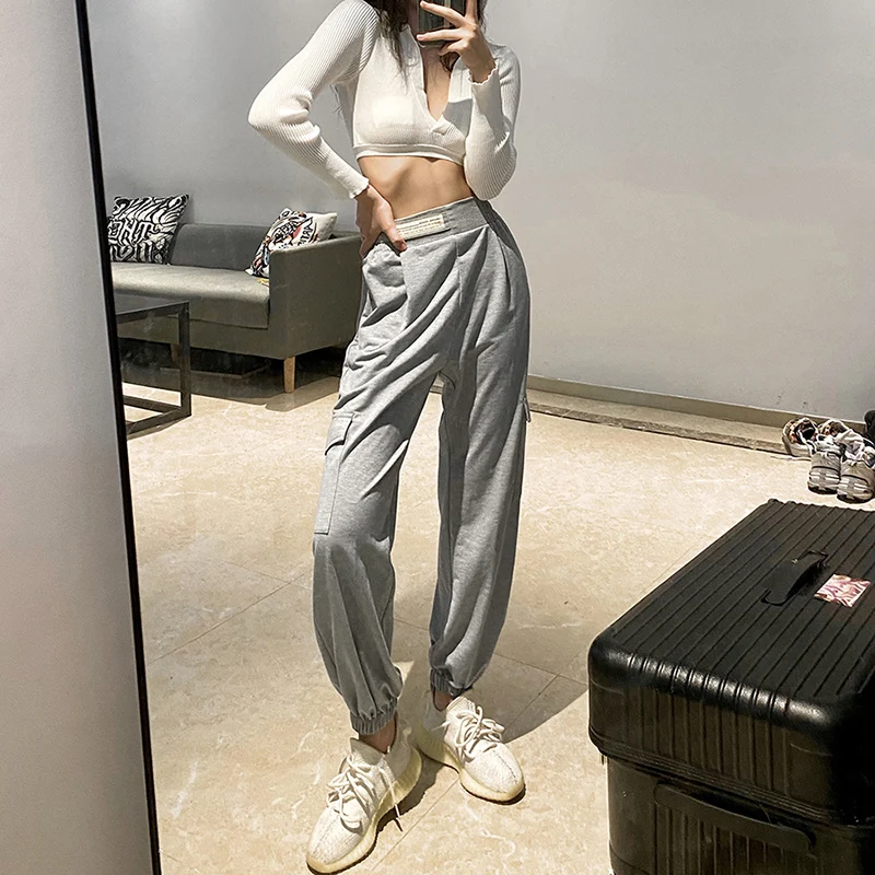 

Брюки женские повседневные однотонные, модные спортивные штаны с карманами и прострочкой, универсальные, на осень