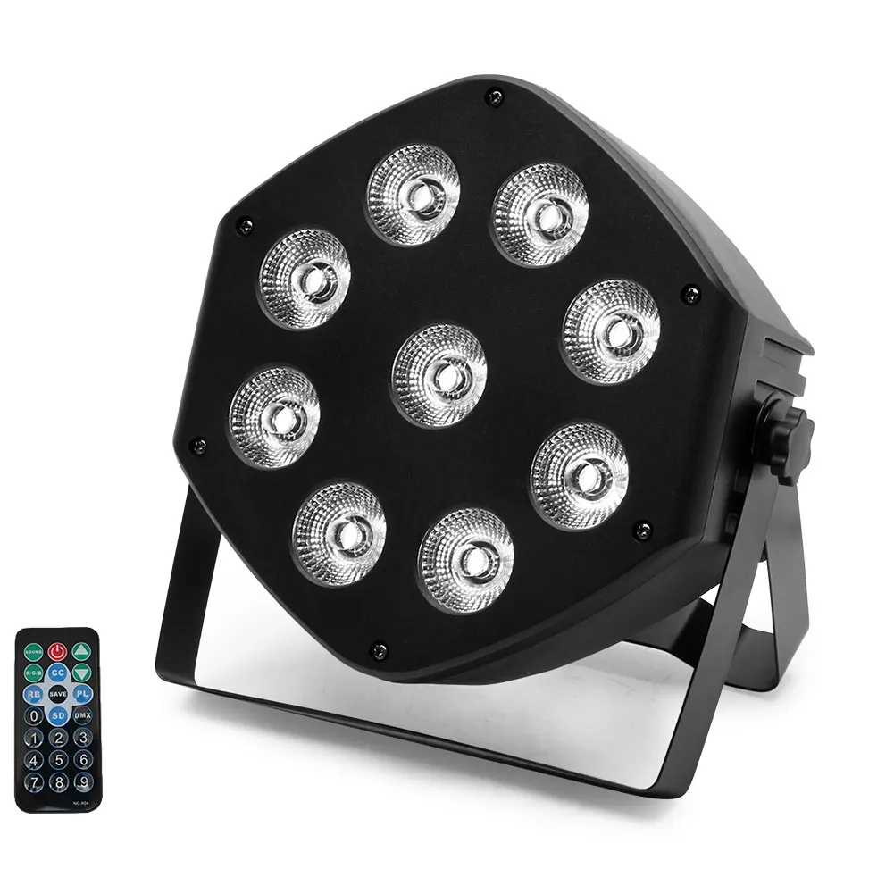 

RGBW 9 LEDs Par Light Stage Effect Lighting with Remote Controller 7CH DMX Sound Control for DJ Club Party Show