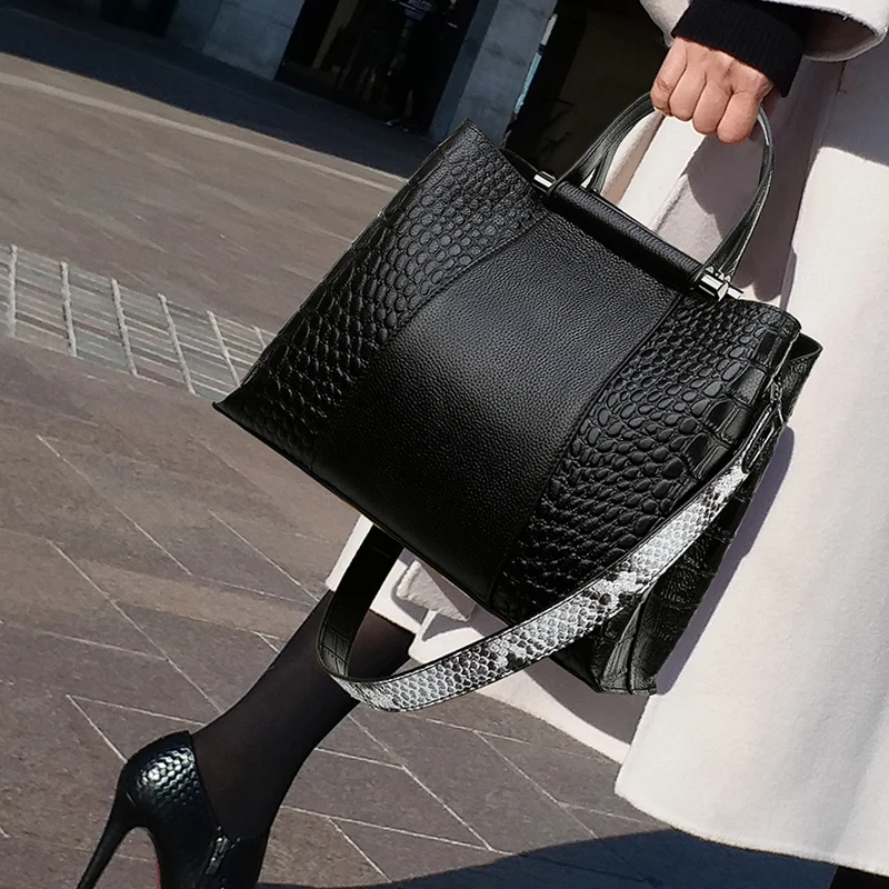 Женская кожаная сумка через плечо черная Повседневная 2019 | Багаж и сумки