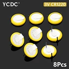 8 шт.лот CR1220 1220 3 в Кнопочная батарея, вертикальный сварочный контакт, 2 контакта, литиевая батарея cr 1220 для основной платы, игрушечных электронных весы