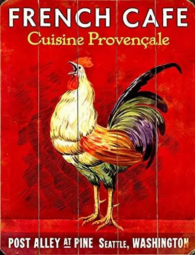 

Vintage Metal Sign Rooster French Cafe for Home Bar Pub Kitchen Garage Restaurant Wall Deocr Plaque Signs 12x8 Inch