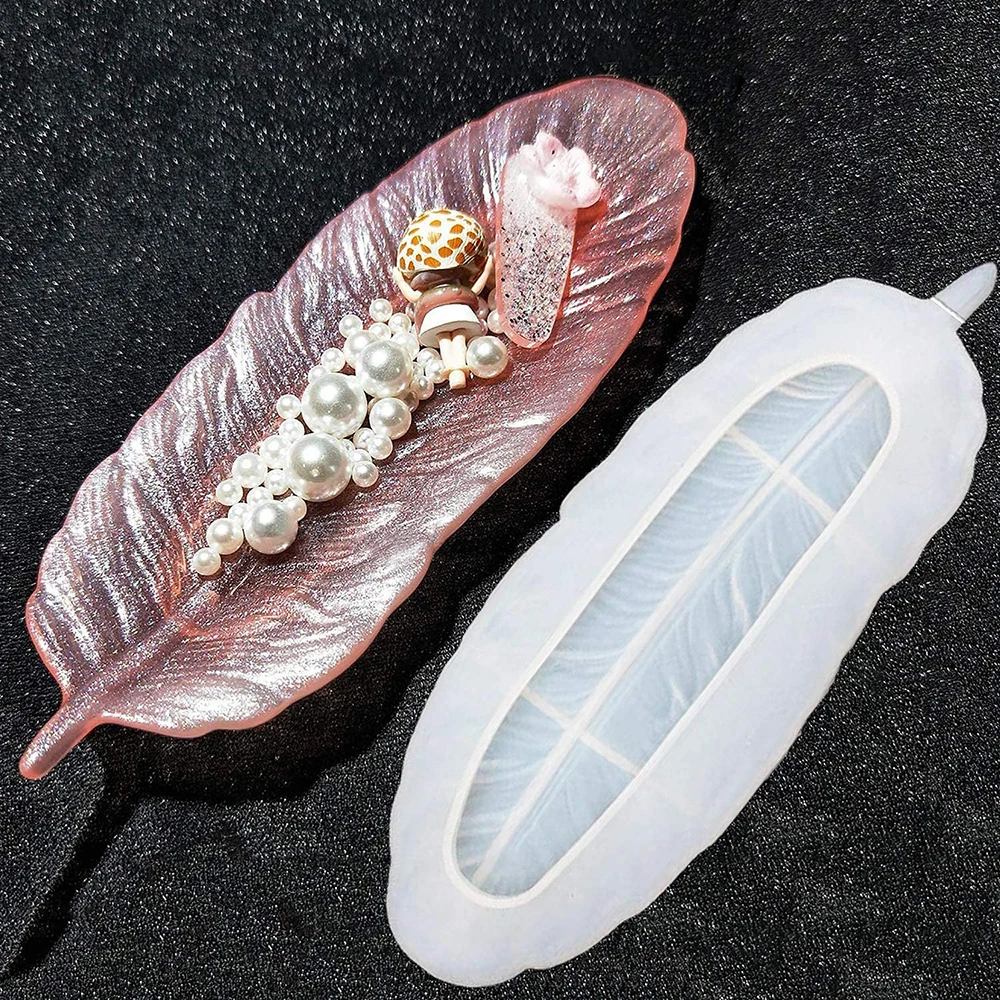 Aliexpress - DIY Feather Silicone Tray Mold Crystal Epoxy Resin Mold Mirror Dish mold For Jewelry making 24*8.8CM