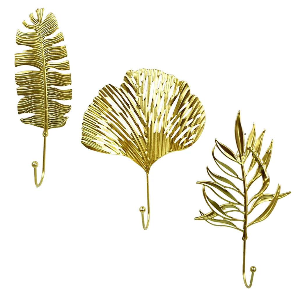 

Nordic Household Hook Golden Leaf Coat Rack Wall Coat Towel Key Hanger