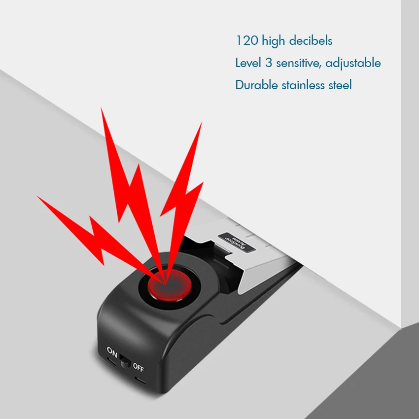 

Door Stopper Security Alarm, Portable 120db Entrance Alert Door Stop Alarm for Travel Home Apartment, Adjustable Sensitive