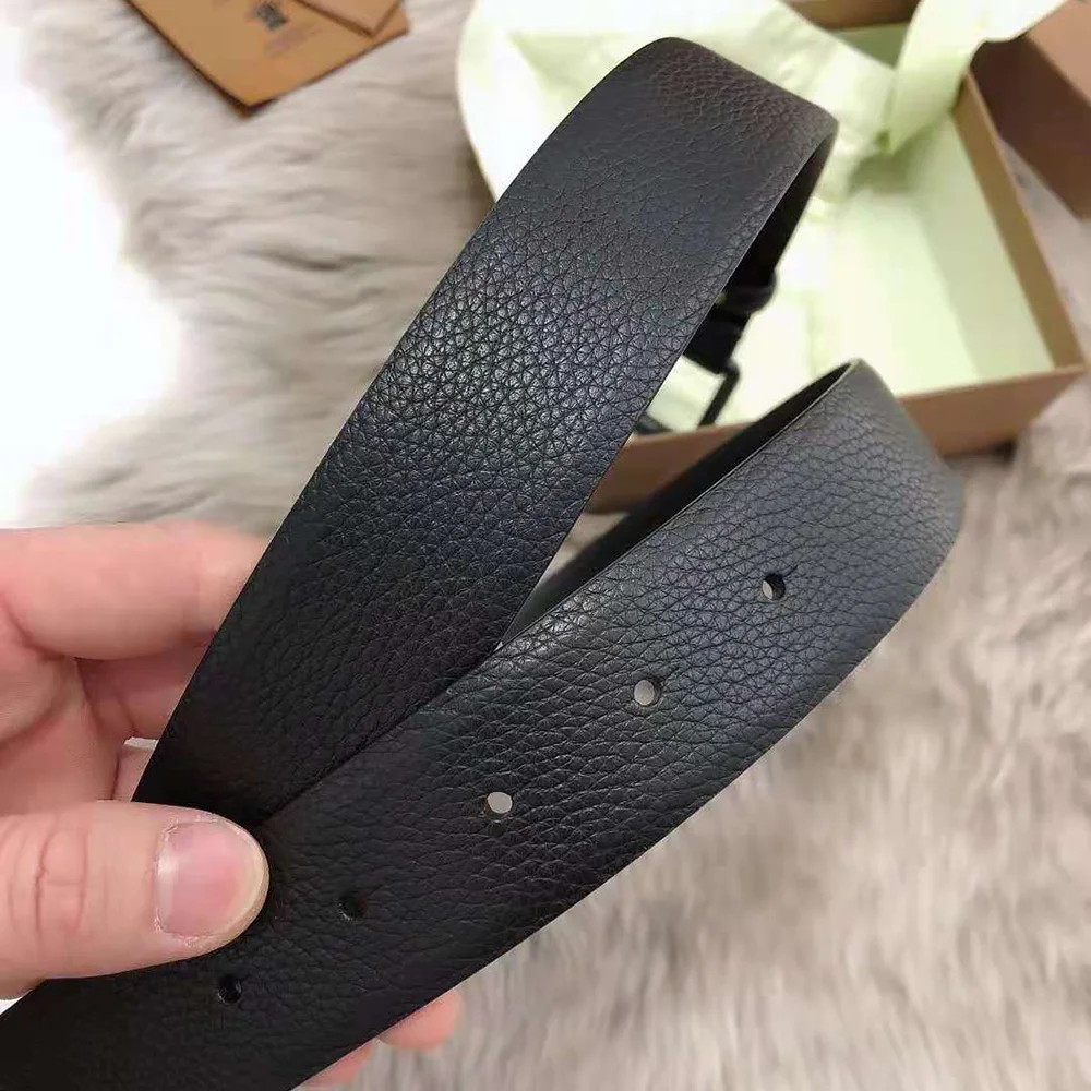 

Top 3.5Cm Genuine Leather Black Belts For Men Jeans Luxury Classic Brand Designer Fashion Belt Gifts Box