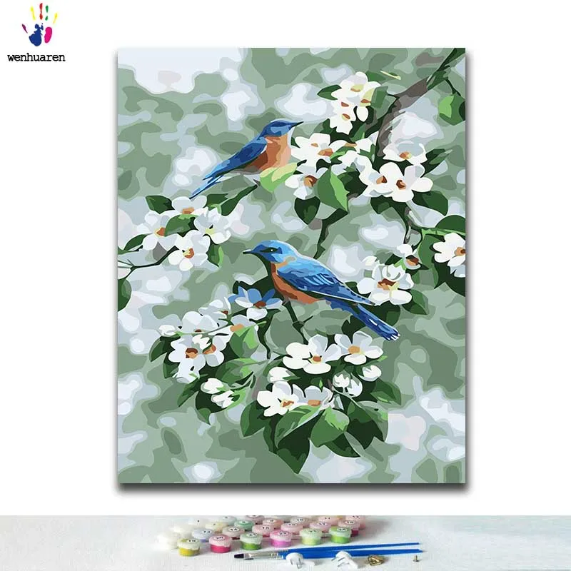 

DIY Coloring paint by numbers Flowers and birds paintings by numbers with kits 40x50 framed