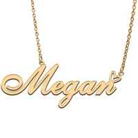 megan love heart name necklace personalized gold plated stainless steel collar for women girls friends birthday wedding gift