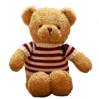 teddy bear doll cute cub fluffy doll bear doll holds bear gift male red and white striped dress