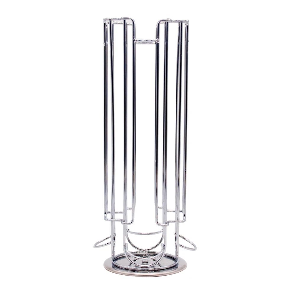 

24pcs Rotable Practical Coffee Capsule Stand Iron Chrome Plated Coffee Capsule Stand Storage Rack