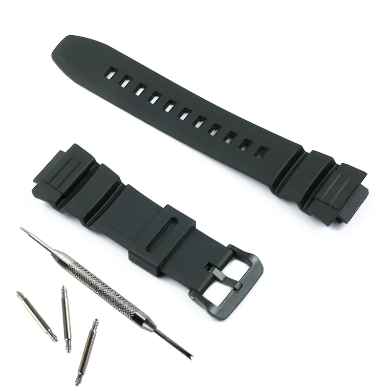 Accessories pin buckle for Casio MCW-100H 110H W-S220 HDD-S100 waterproof resin watch strap for men and women watch band
