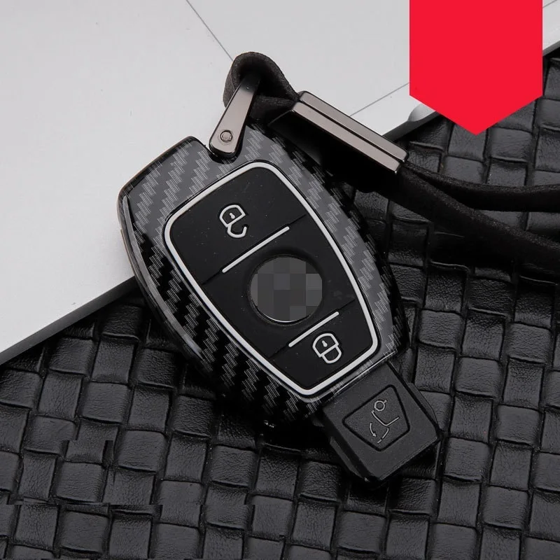 2button carbon black Чехол для ключей из углеродного волокна, защитный чехол для ключей, держатель для Mercedes benz A B R G Class GLK GLA w204 W251 W463 W176 - Название цвета: 2button carbon black