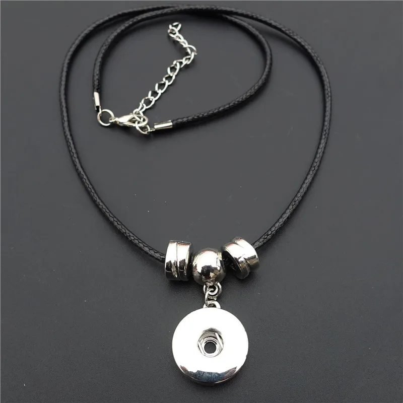 Простая черная веревка металлическая цепочка 18 мм кнопки ювелирные подвески |