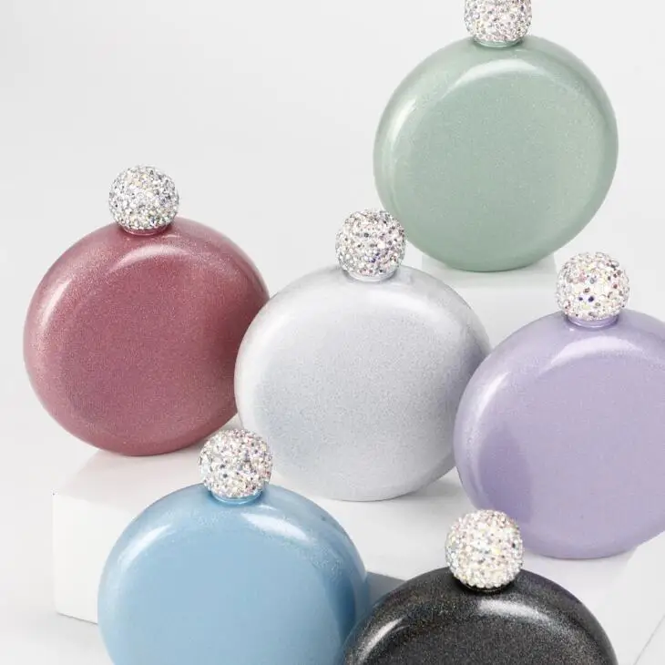 304 нержавеющая сталь фляга роскошный круглый винный горшок со стразами крышка