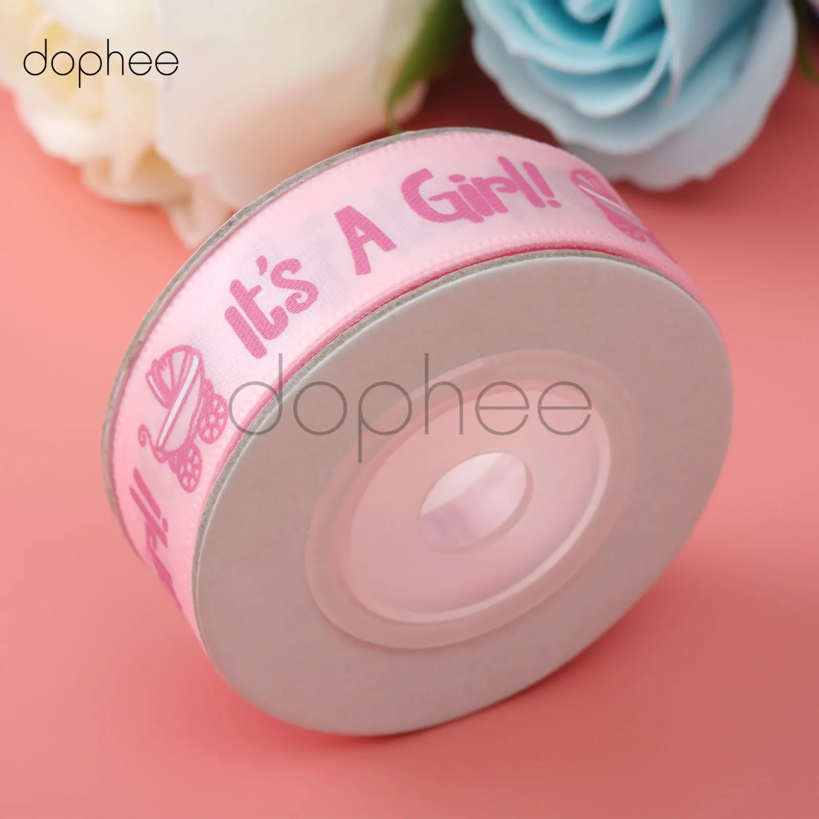 Dophee 10 ярдов атласная лента для детского душа принт мальчика/девочки декор дня