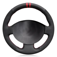 car steering wheel cover soft black genuine leather suede for renault megane 2 2003 2008 kangoo 2008 2012 scenic 2 2003 2010