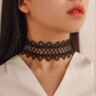 Ожерелье-чокер женское, черное, с кристаллами и кружевом