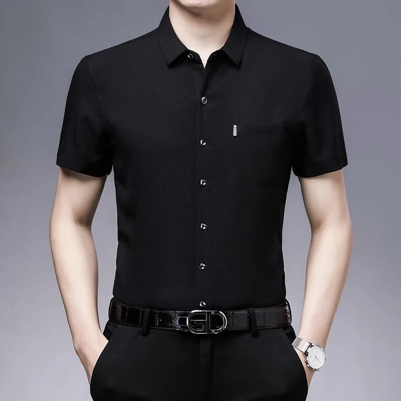 

2021 men's summer short sleeve shirt leisure middle-aged and elderly simple top thin half sleeve dad 206 short sleeve