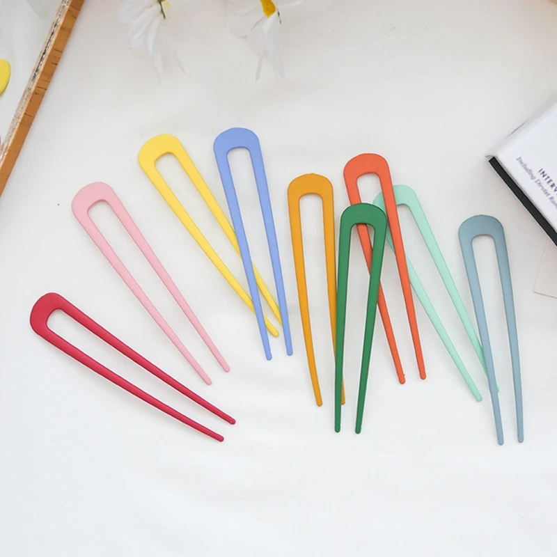 

Японские красочные U-образные шпильки для волос, женская заколка для волос, простые шпильки для волос для девочек, шпильки для волос, аксессу...