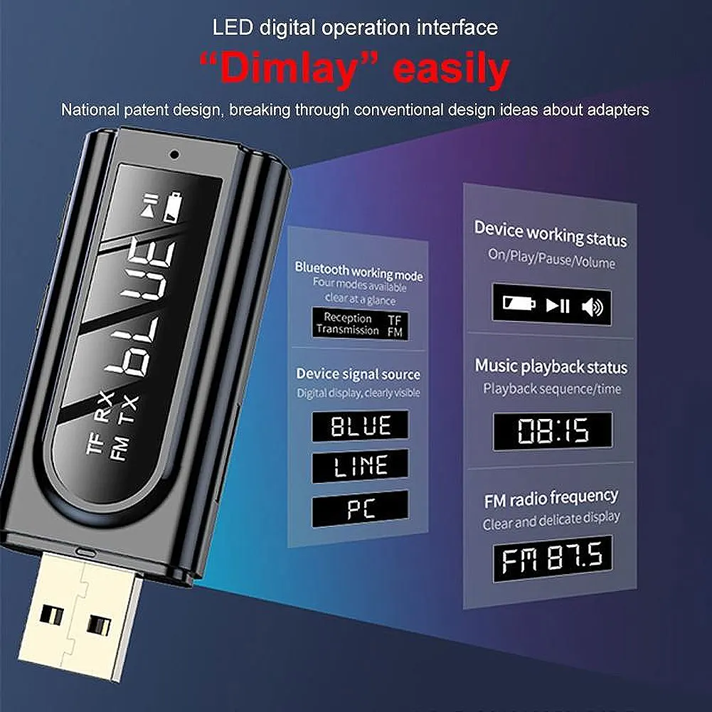 Приемник FM-трансмиттера с цифровым дисплеем USB беспроводной Bluetooth-совместимый