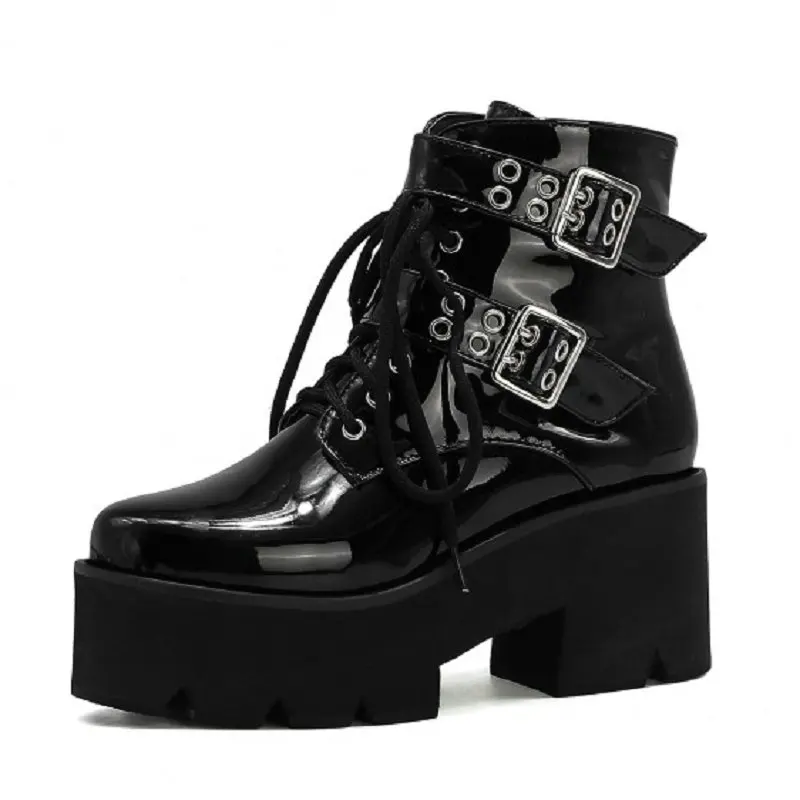 

Женские ботильоны из искусственной кожи, на платформе, массивном каблуке, зимние