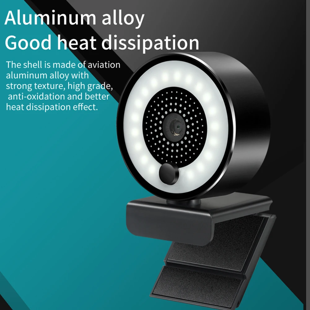 

Веб-камера 2K HD, аксессуары для компьютера со встроенным кольцесветильник светильником, бытовая USB-камера для ТВ, ПК, с микрофоном