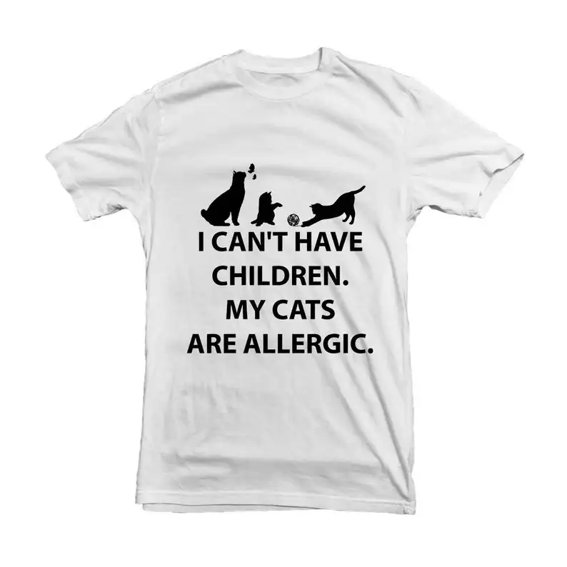 Я не могу иметь детей футболки с принтом My Cats Are Allergicprint хлопковые коротким