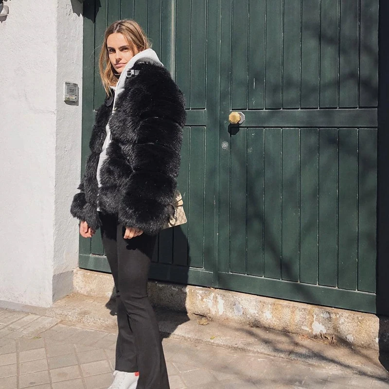 Эксклюзивная однотонная куртка с пряжкой из искусственного меха пальто 2019