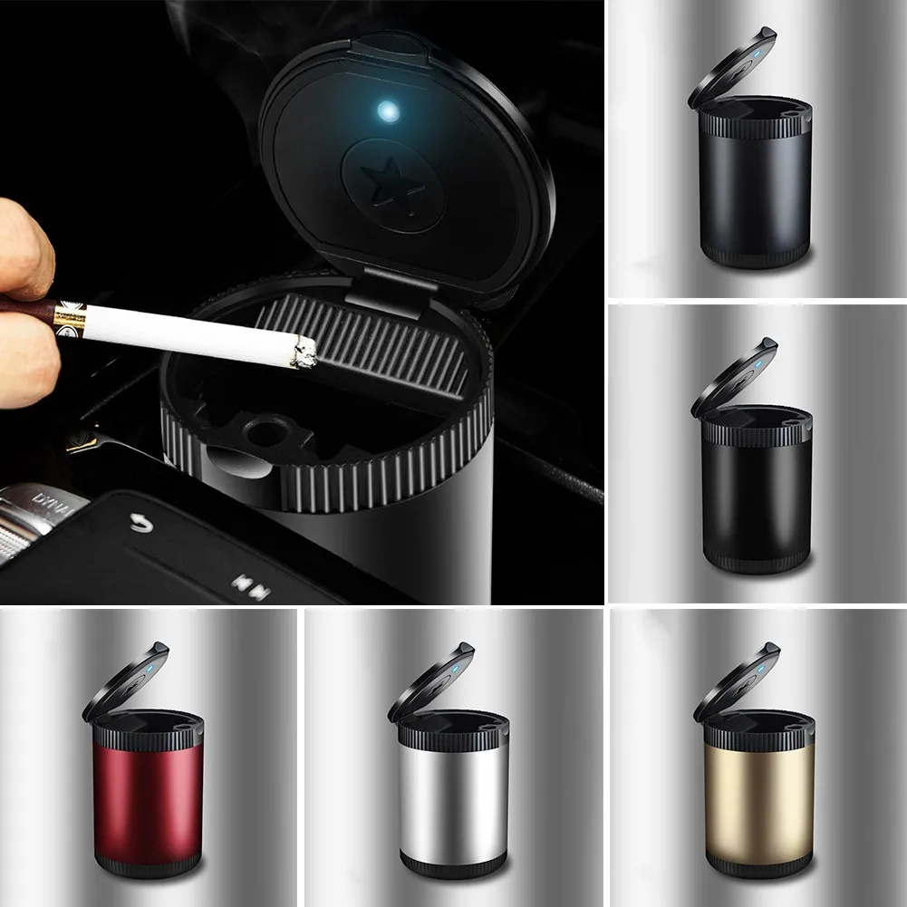 

1PCS Universal Car LED Auto Soot Collecting Ashtray Garbage LED Light Ash Tray Container Anti-skid Pad Cup Holder
