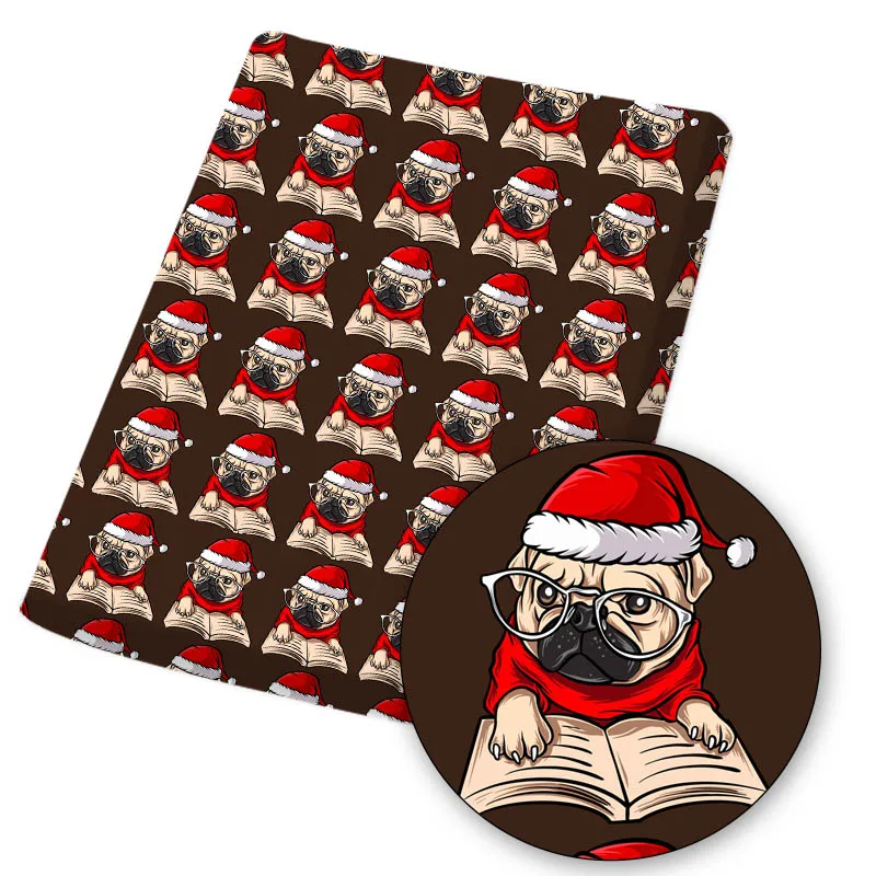 

Christmas Polyester Cotton Fabric Sheet Dogs Printed Cloth Fabrics For DIY Craft Sewing Needlework Quilt Materials 45*145cm/pc