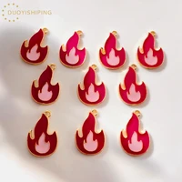 10pcs red flame charms zinc alloy enamel pendants for diy handmade earring necklace bracelet jewelry making drop oil accessories