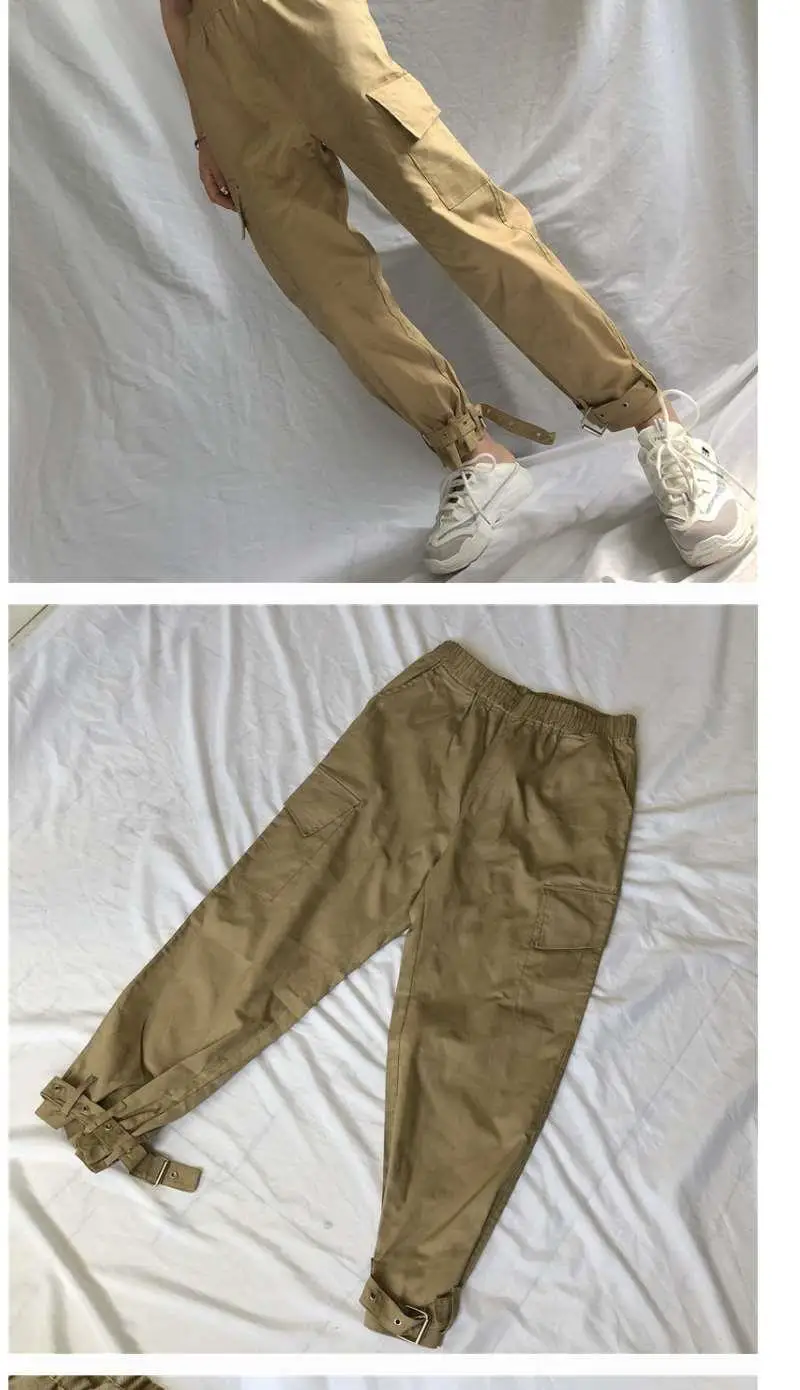 2019 женские штаны карго Повседневное хлопковая эластичная талия брюки уличная