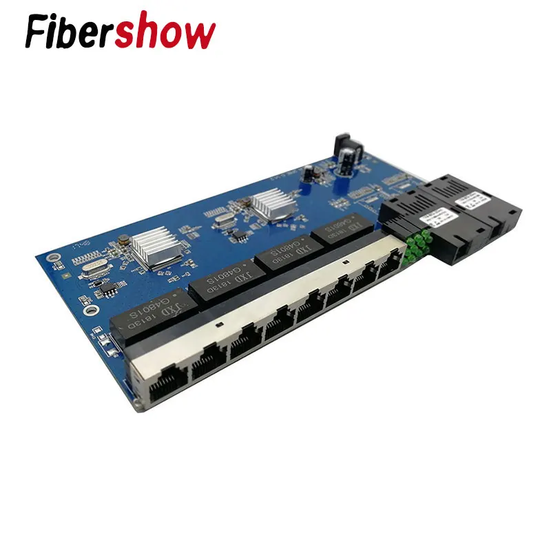 Гигабитный Ethernet-коммутатор волоконно-оптический медиа конвертер PCBA 8 RJ45 UTP 2 SC волокно Порты и разъёмы 10/100/1000M печатной платы